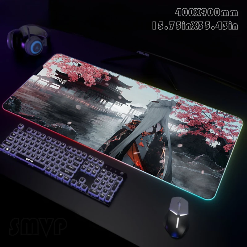 Large RGB Mouse Pad Gaming Mousepad LED Mouse Mat Antique Girl Gamer Mousepads Table Pads Keyboard Mats Desk Rug With Backlit