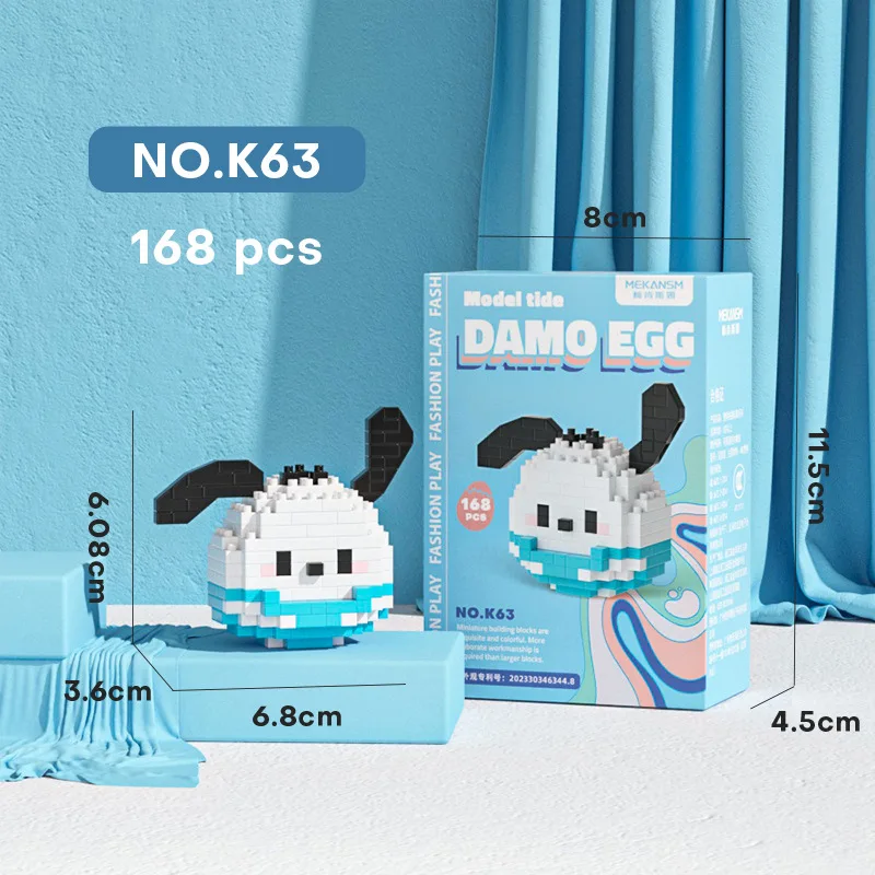 Sanrio Kuromi Cinnamoroll Building Block Hello Kitty Melody granello Puzzle giocattoli bambini Cinnamoroll Room Decor giocattoli regali 2024