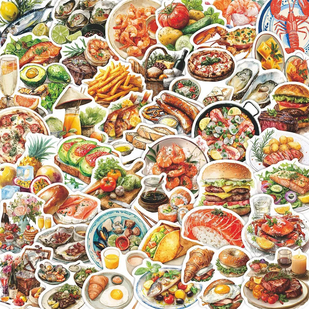 

10/30/50pcs Cartoon Delicious Realistic Food Stickers Funny Decoration Decals DIY Skateboard Phone Laptop Waterproof Sticker Toy