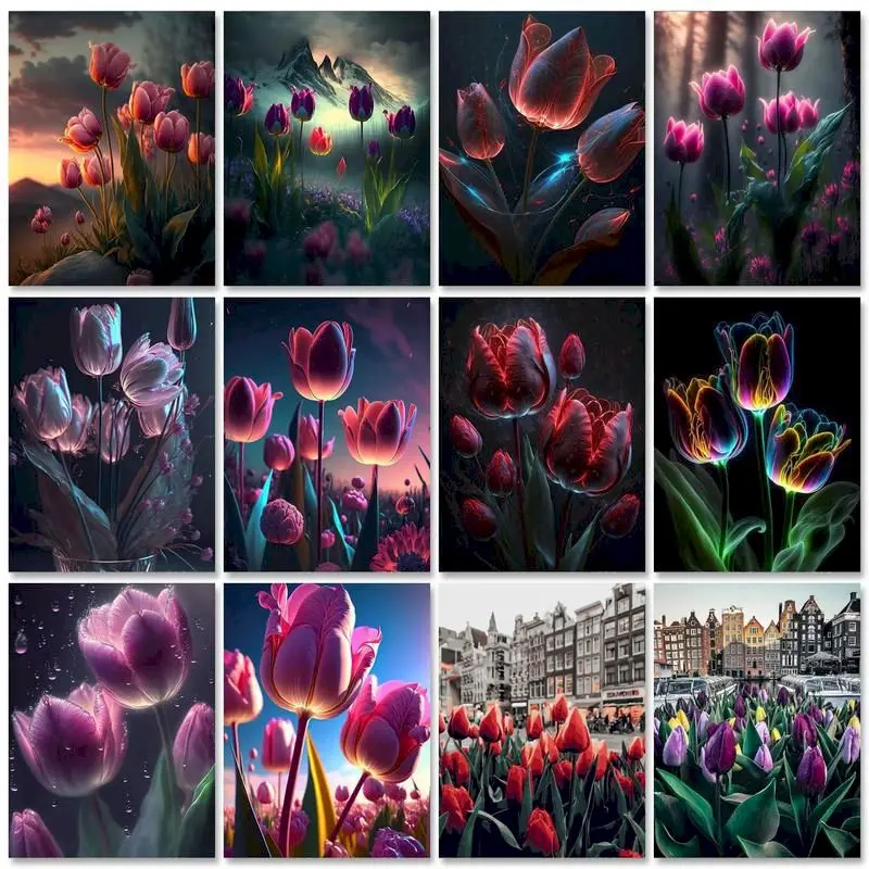 

GATYZTORY 50x65cm Painting By Numbers For Handicraft Frame Night Flower Number Painting Home Decors On Canvas Acrylic Paints