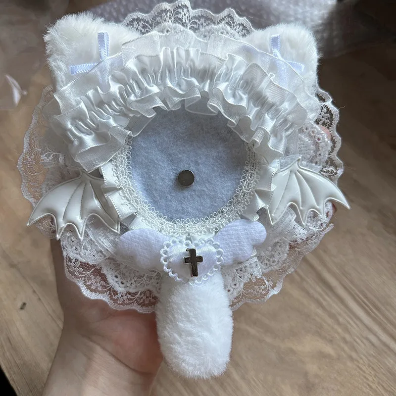 White Lace Ribbon Badge Rosette Lolita Quadratic Element Ita Bag Badge Holder Fill Accessories 58mm Goods Display