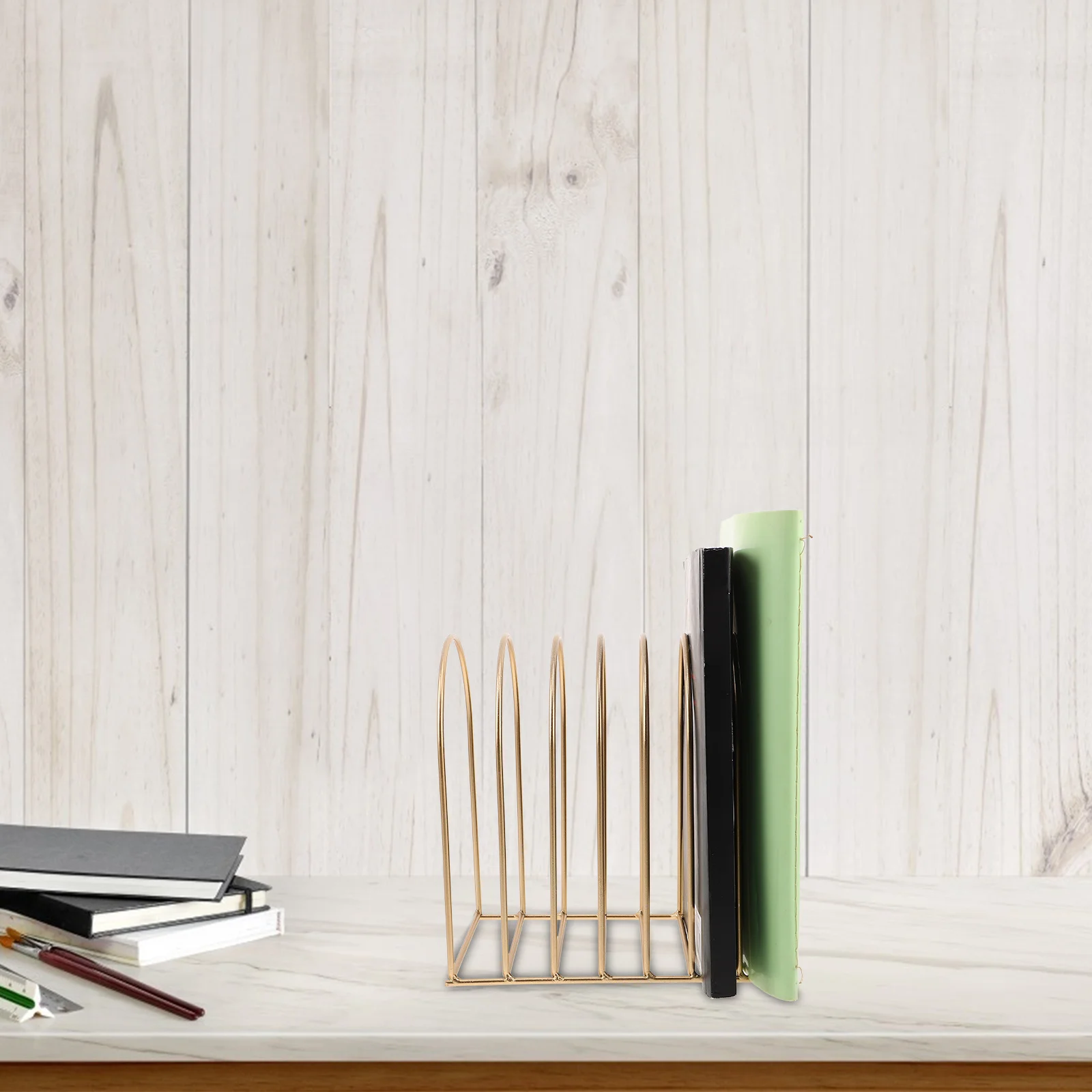 Desktop Creative Iron Magazine Holder Organizer for Office Dorm Bedside Small File Holder Storage Rack for Books