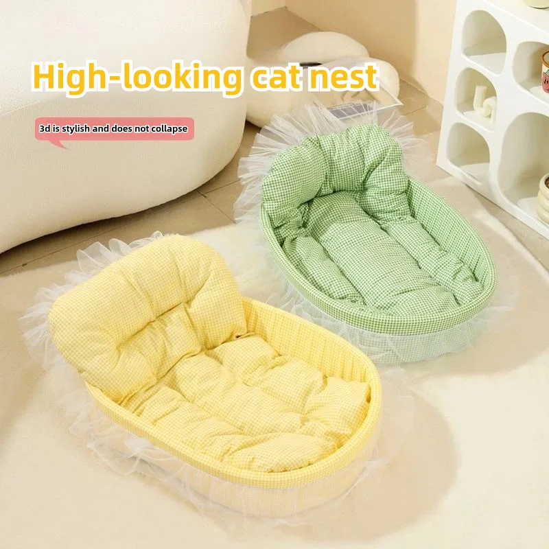 Cute Princess Cat Dog Bed With Pillow Princess Nest Detachable Pet Sofa Dog Beds Supplies for Small Medium Cat Dog