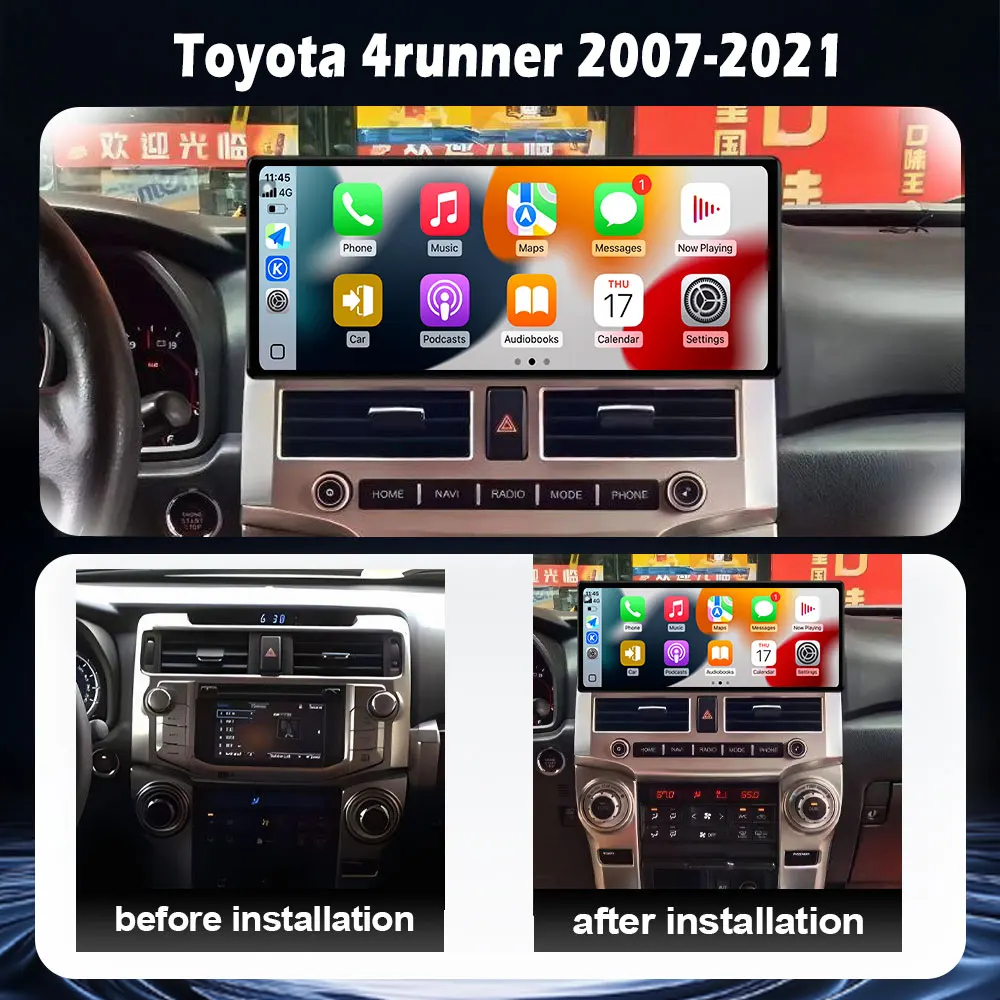 12.3 Inch Android 16 For Toyota 4runner 2017-2021 Split Screen 4G Car Radio Multimedia Player WiFi GPS Navigation