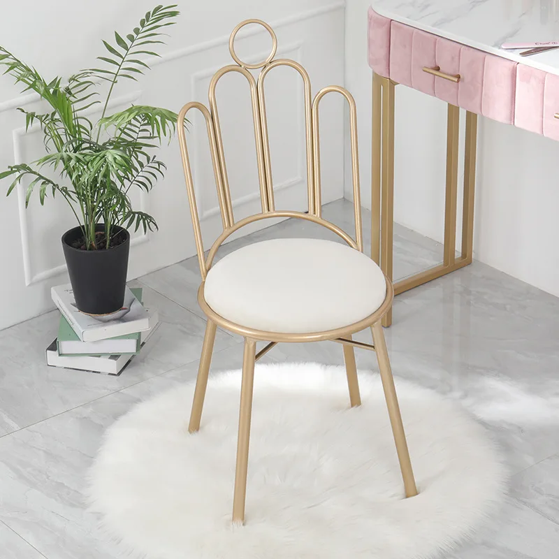 

Modern Minimalist Dining Chairs Wrought Iron Nail Dressing Stool Backrest Chair Kitchen Furniture Makeup Stool Leisure Chair