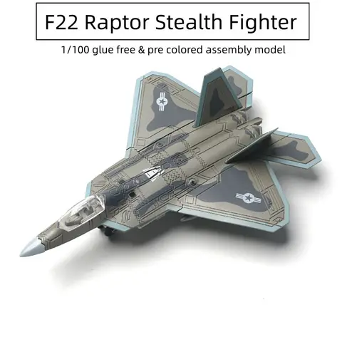 1/100 US F-22 Raptor Stealth Fighter Model Creative Military Series Building Blocks DIY Decor Assembled Toys For Boys Xmas Gifts