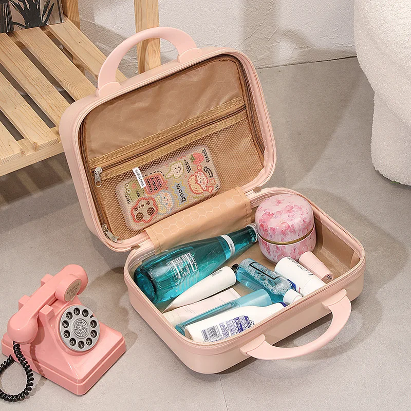 14 inch Portable Hand Suitcase Women Makeup Storage Bag Boarding Luggage Organizer Case Travel Cosmetic Box Festival Gift