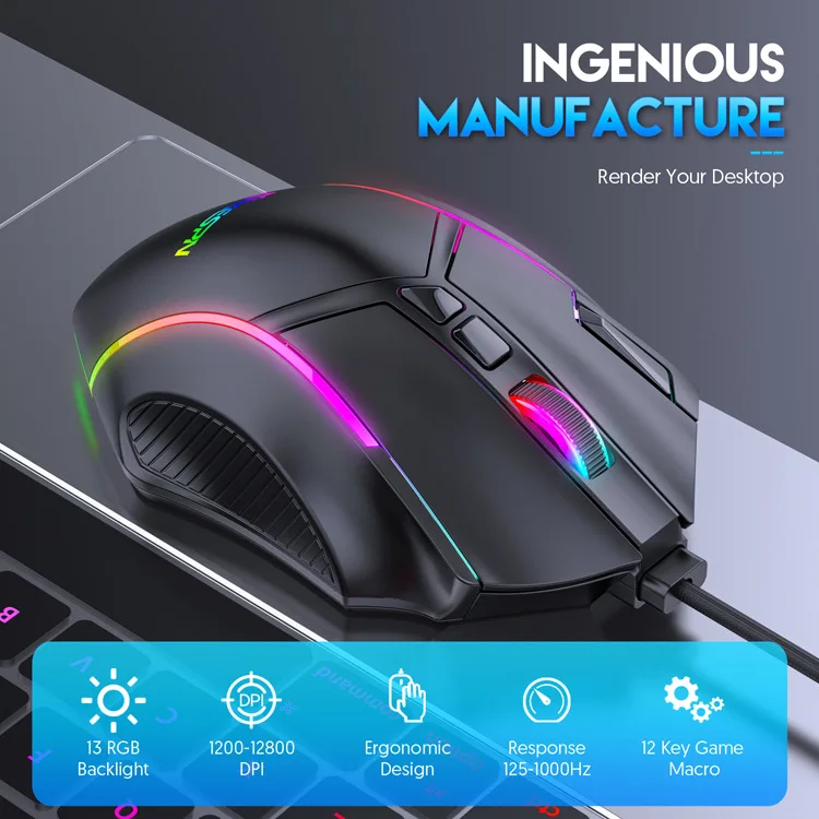 3 Mode Wireless Gaming Mouse With RGB Charging Dock Macro Programmable Ergonomic Mice For Laptop PC Game Office
