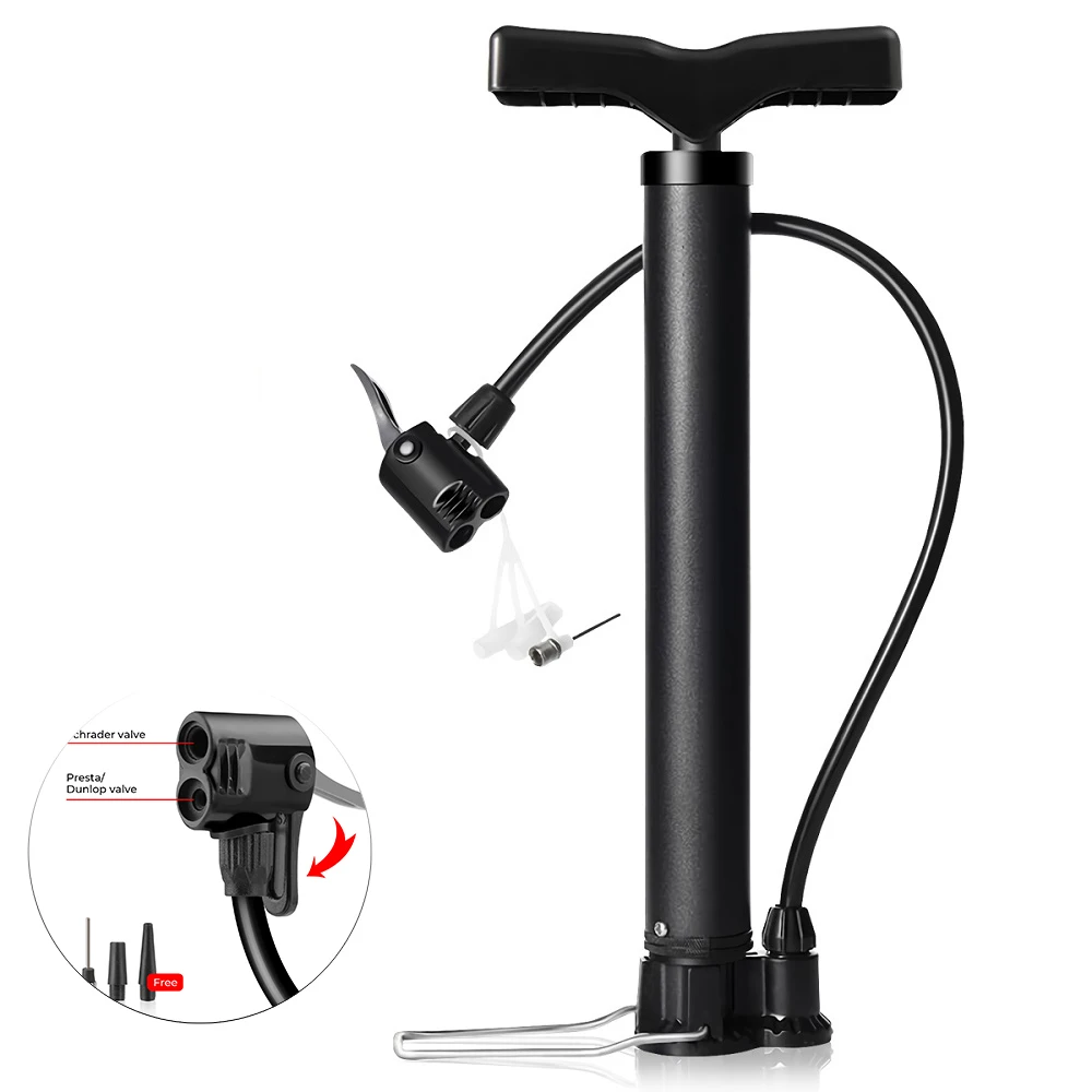 120 Psi Bike Pump Bicycle Foot Air Pump Tire Inflator Schrader Presta Dunlop Valve MTB Road Cycling Inflator