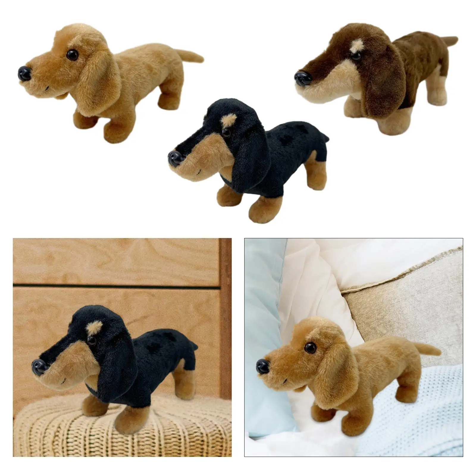 Dachshund Doll Plush Toy Soft Creative Realistic Cute Funny Dog Figurine