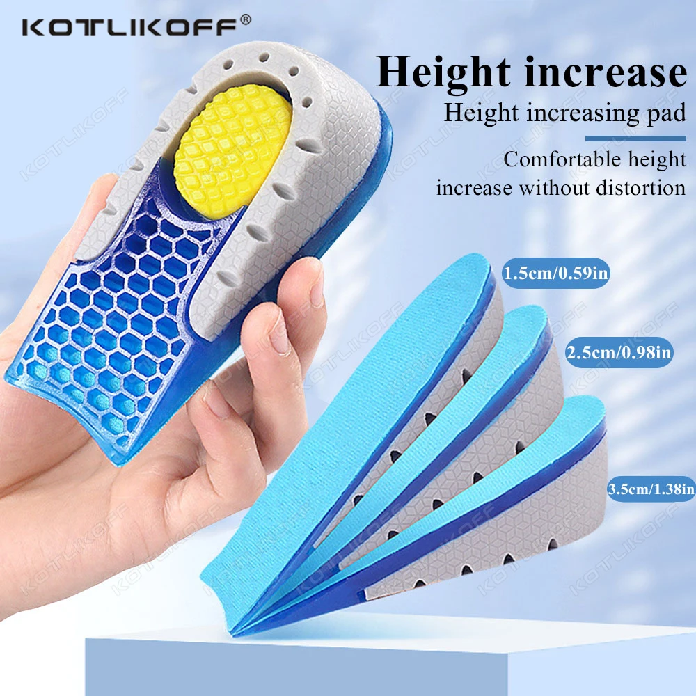 

1/2 пары силиконовых стельок для увеличения высоты, подъемная подушечка для пятки, утолщенная амортизирующая подушечка половинного размера, нескользящая невидимая внутренняя подушка