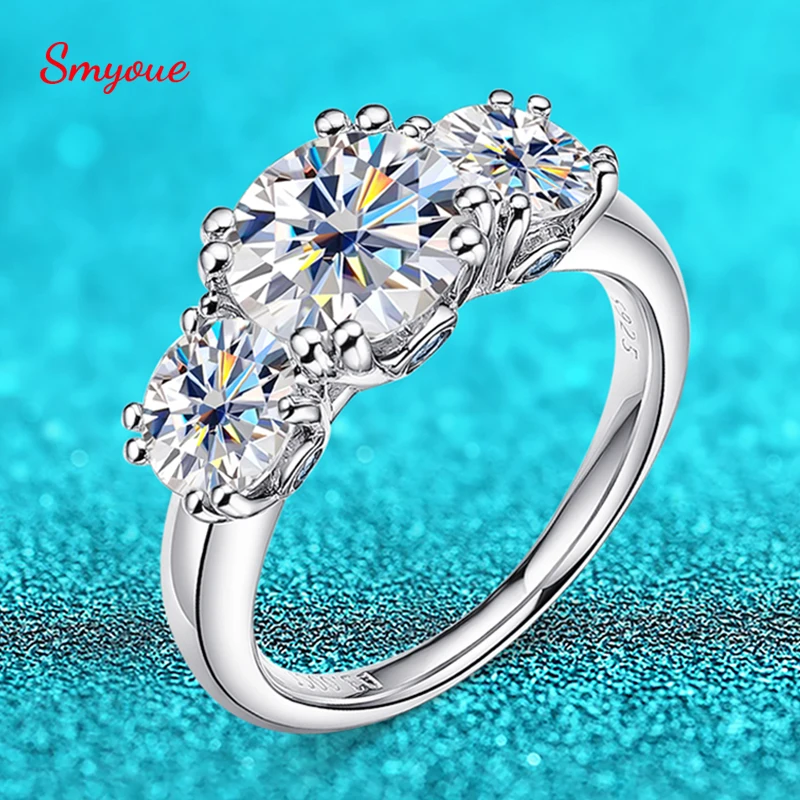 

Smyoue 5CT 18K Moissanite Engagement Rings for Women Round Double Halo Lab Created Diamond Band 925 Solid Silver Luxury Jewelry