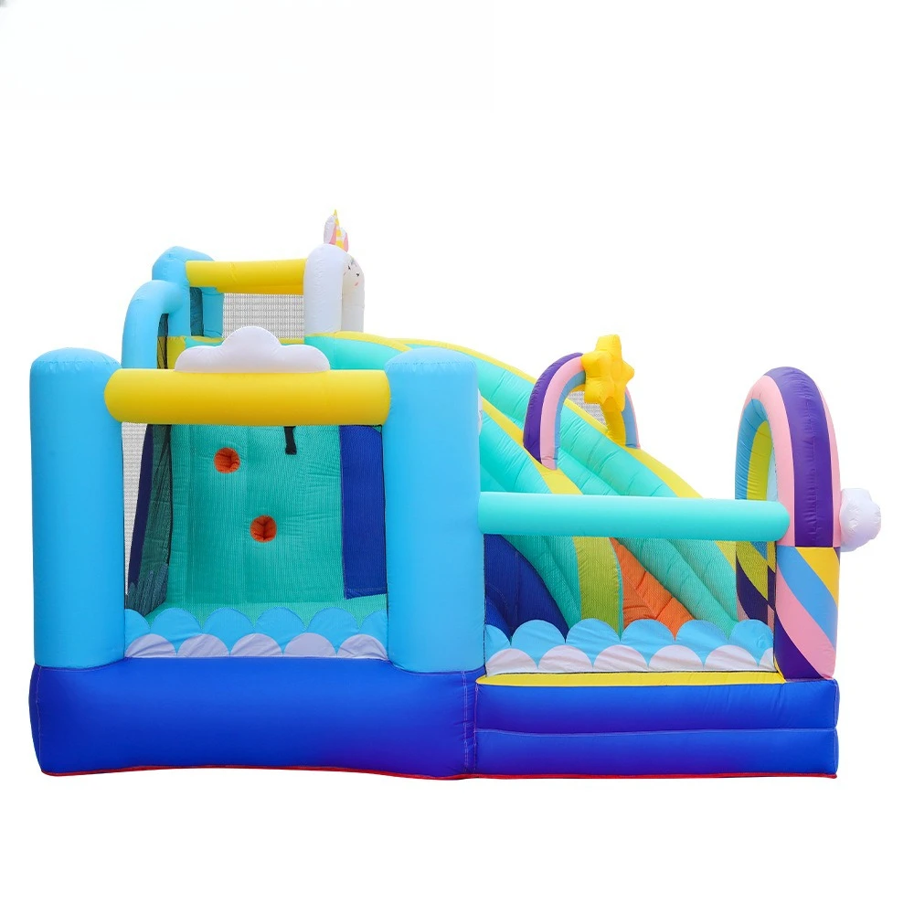 Unicorn Castle Slide Small Household Children's Inflatable Trampoline Outdoor Naughty Castle Slide