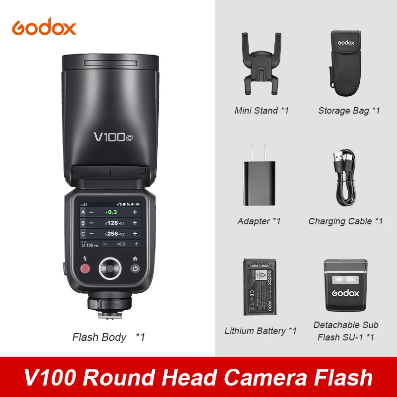 Godox V100 Camera Flash Light for Canon Nikon Sony Fuji Olympus 100Ws TTL Touch Screen 2.4G Wireless X System Flashs Speedlite