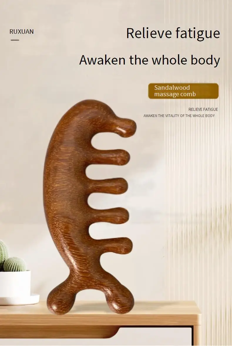 

Массажная расческа, массажер для головы, сандаловое дерево, расческа с пятью зубцами, расческа для кита, скребковый массажер для кожи головы, инструмент для массажа тела