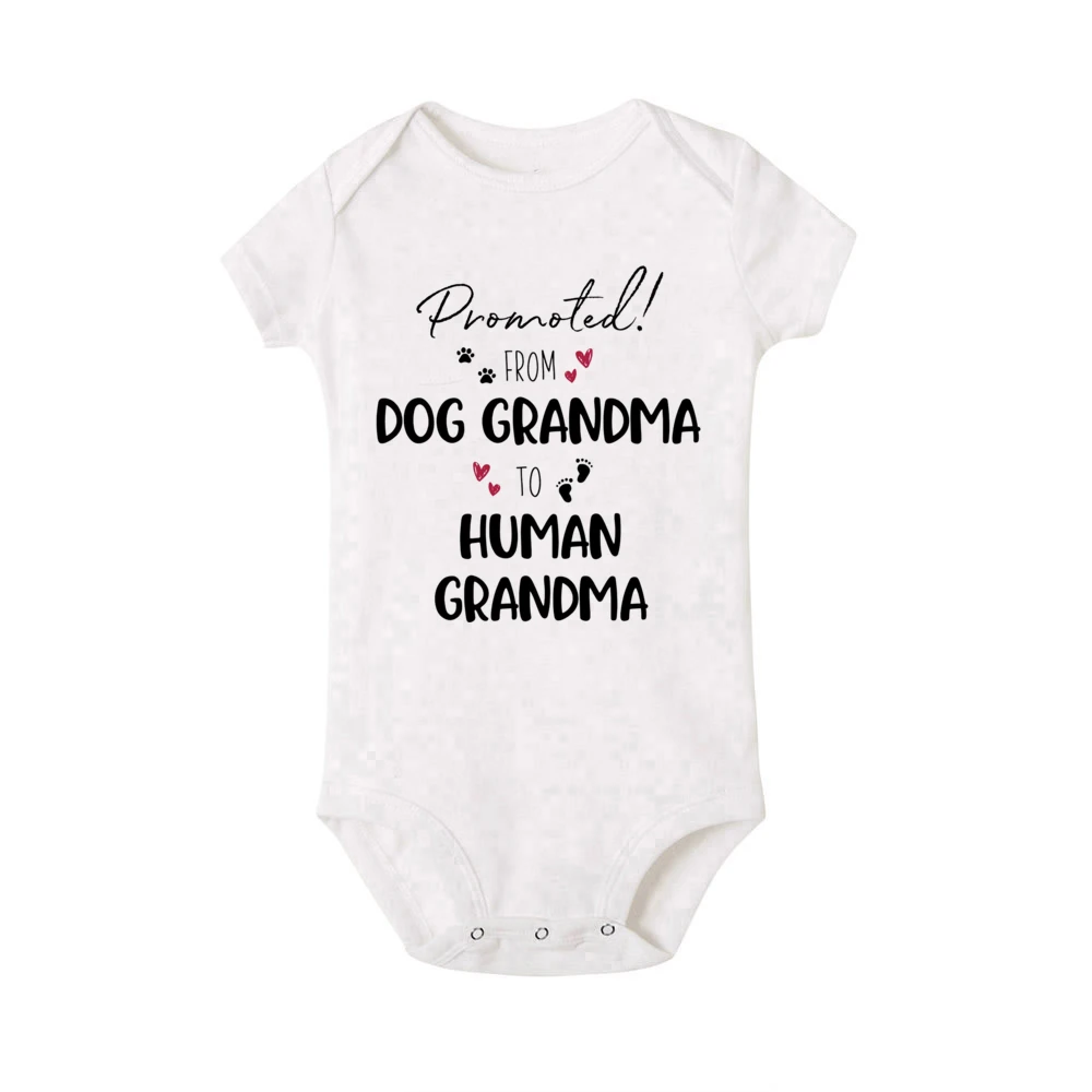 Promoted From Dog Grandpa To Human Grandpa Infant Bodysuit Baby Announcement Jumpsuit Newborn Romper Gift for New Grandparents