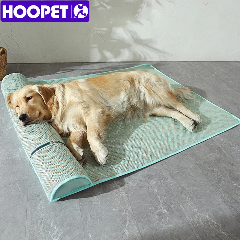 HOOPET-cama de verano con almohada para perro, sofá de refrigeración para perros pequeños y grandes, alfombrilla de ratán transpirable para gato