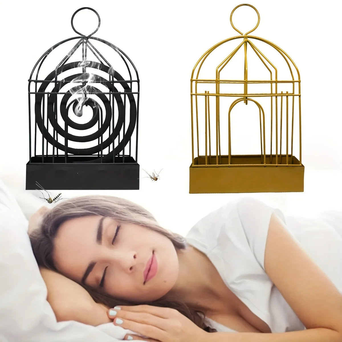 Bird Cage Mosquito Coil Stand, Household Portable Fireproof Iron Stand, Hanging Portable Box, Novelty