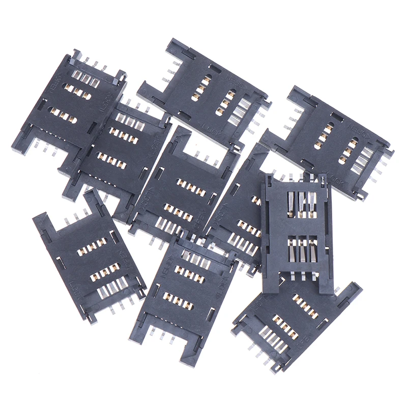 10 Stuks 2.5Cm Sim Kaarthouder 6 P Smd Smd 6 Pin Kaartaansluiting/6pin Slot/Stoelen/Houder Connector Voor Telefoon