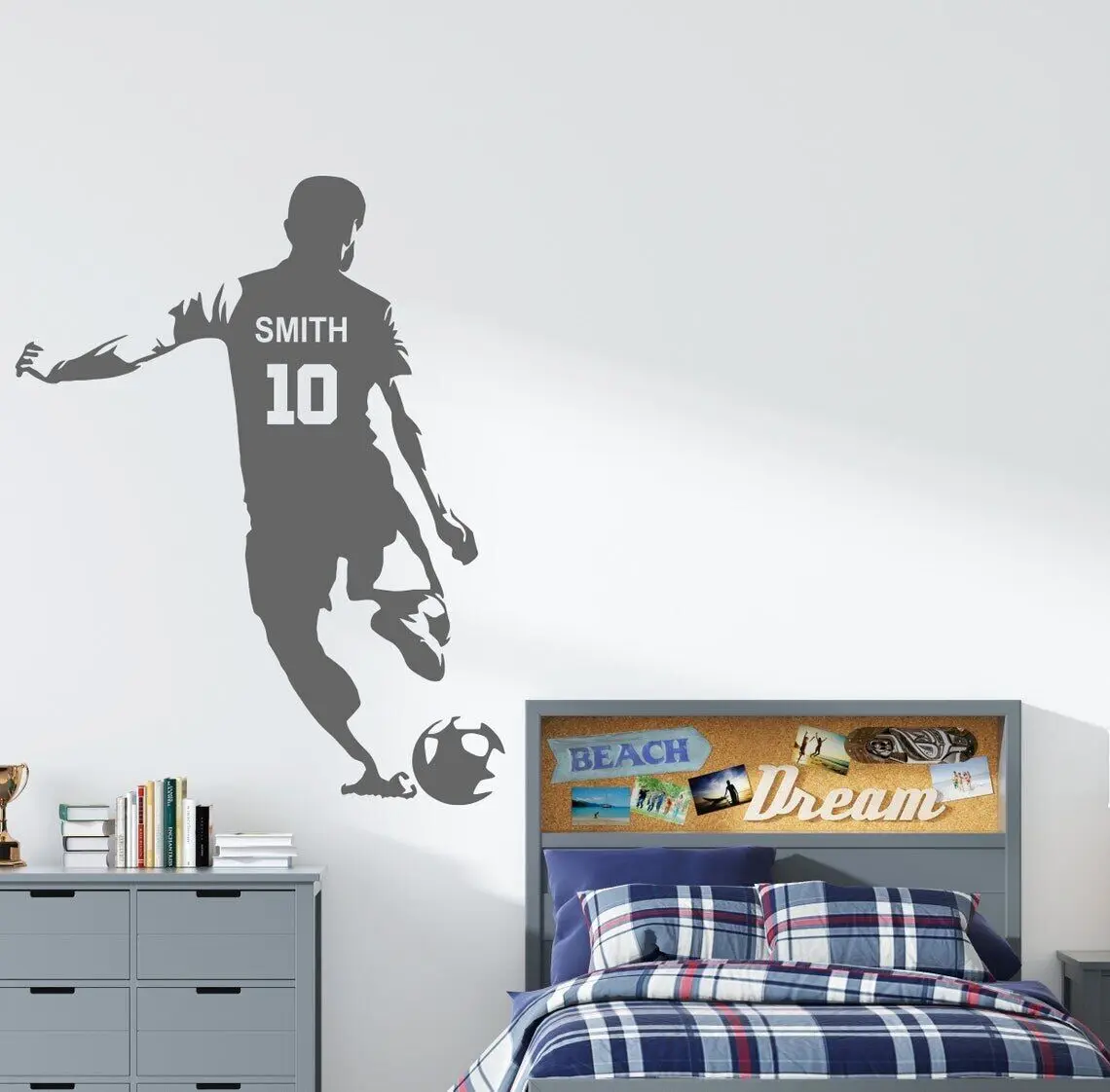 Personalized Name Football Wall Decal Football Player Wall Sticker Football Wall Decoration Kids Room Sports Sticker Diy49