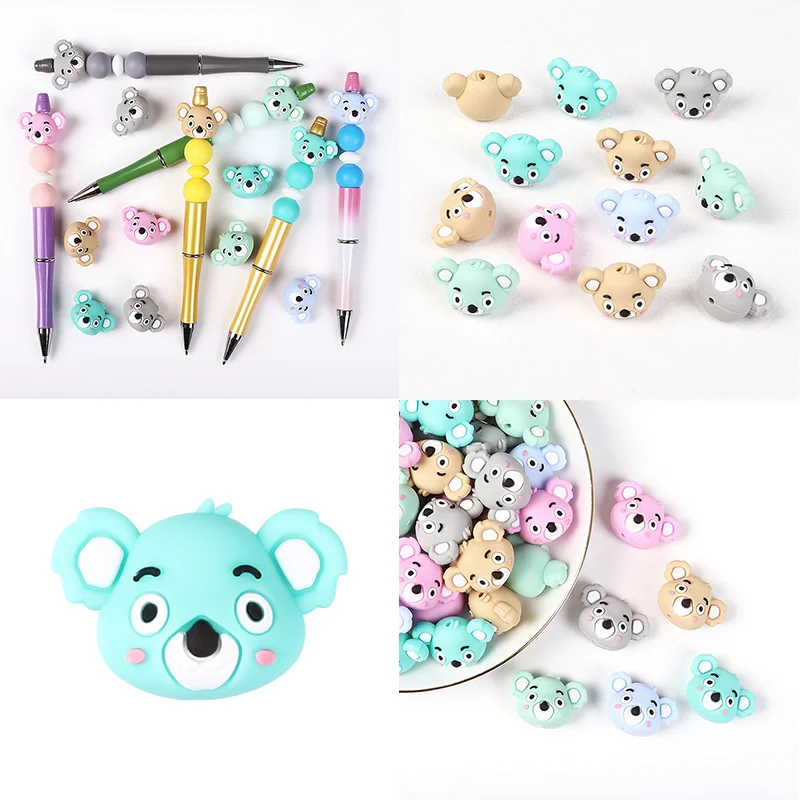 

5/10Pcs 3D koala Focal Silicone Beads Beads For Jewellery Mkng DIY Beaded Pen KeyChain Bracelet Necklace Popular Jewellery