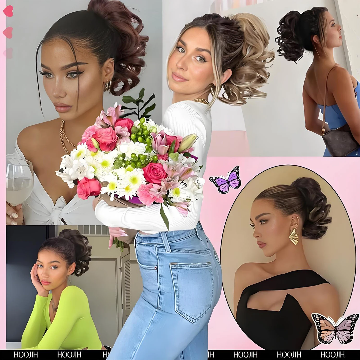 

10Inch Synthetic Short Wavy Curly Ponytail Claw Clip in Hair Extension Brown Blonde Black Hairpiece for Women