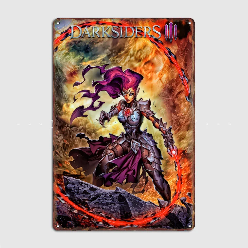 Darksiders III Fury Artwork Poster Metal Tin Sign Indoor Outdoor Home Decor Bar Custom Posters Wall Room Decorations