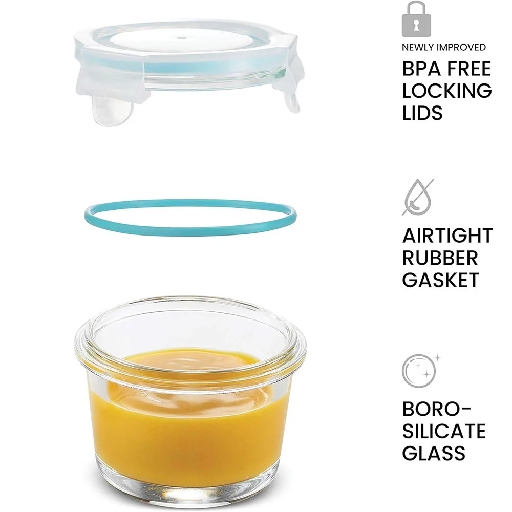 5oz Small Glass Meal Prep Food Storage Container - Airtight, Leakproof, Microwave & Dishwasher Safe - Perfect for Snacks, Dips