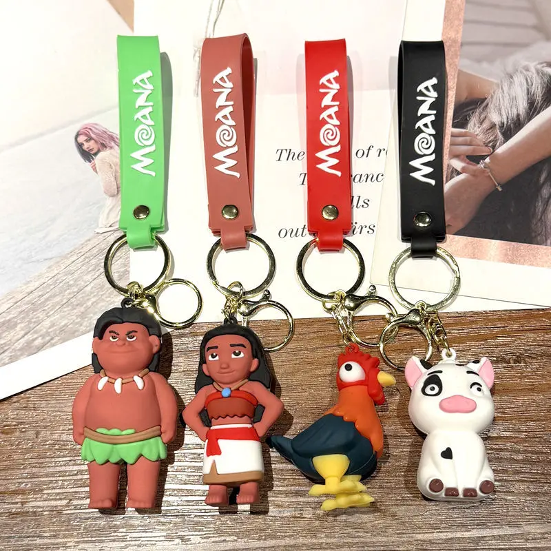 Moana chaveiro disney anime figura chaveiro saco pingente ornamento do carro charme acessórios chave menina menino presentes de aniversário