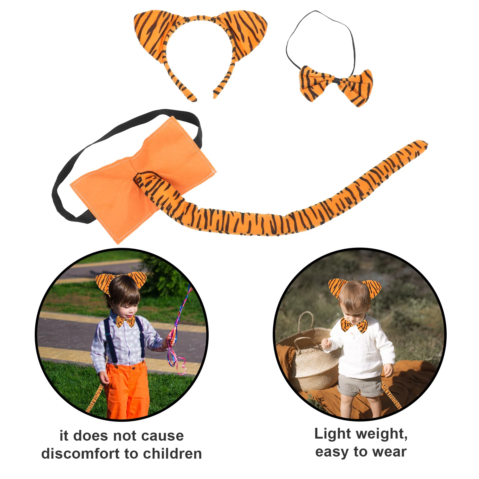 1 セット タイガー コスチューム セット ユニークなデザイン 快適 軽量 調整可能 子供用 フェスティバル パーティー ハロウィン コスプレ 小道具 装飾