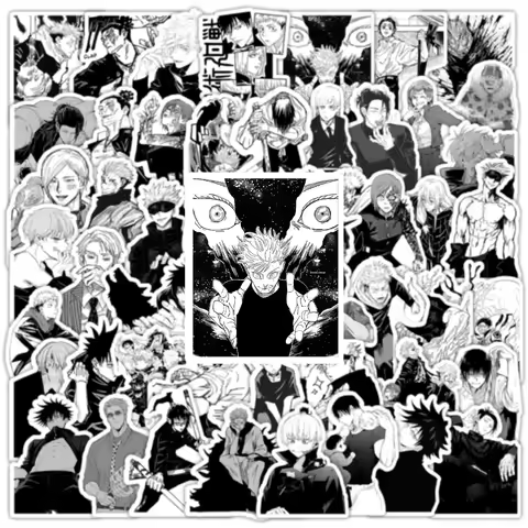 100Pcs Black and White Jujutsu Kaisen Stickers Itadori Yuji Graffiti Stickers Computer Cup Stickers