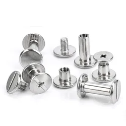 10 pz in acciaio inox rilegatura Chicago viti borchie rivetti vite a nastro scanalato per Album fotografico fai da te scrivania Menu elementi di fissaggio 8.5mm cap