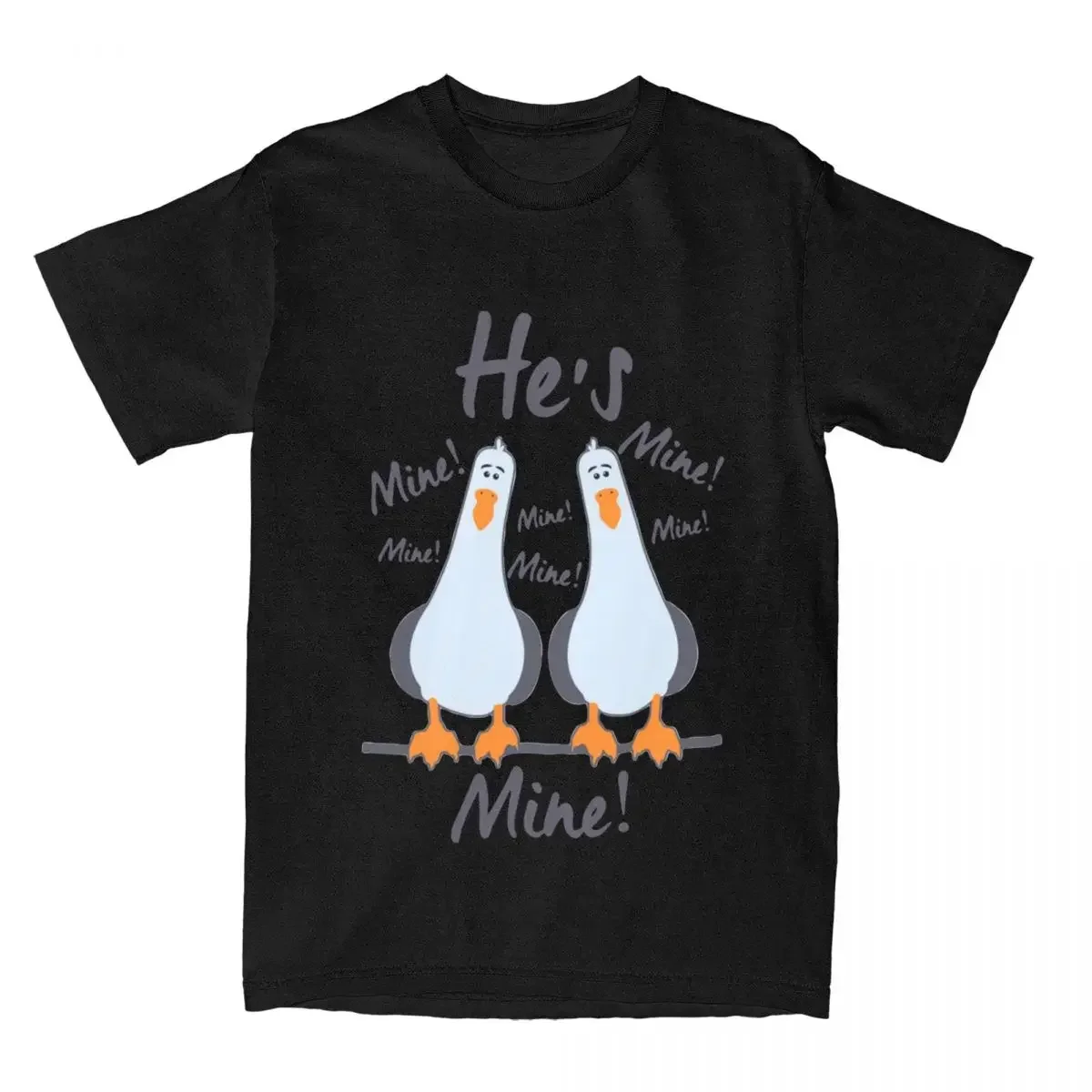 Summer harajuku custom Men T-Shirts  He's Mine Seagull Hipster Cotton Tee Shirt Short Sleeve  O Neck Tops Printed