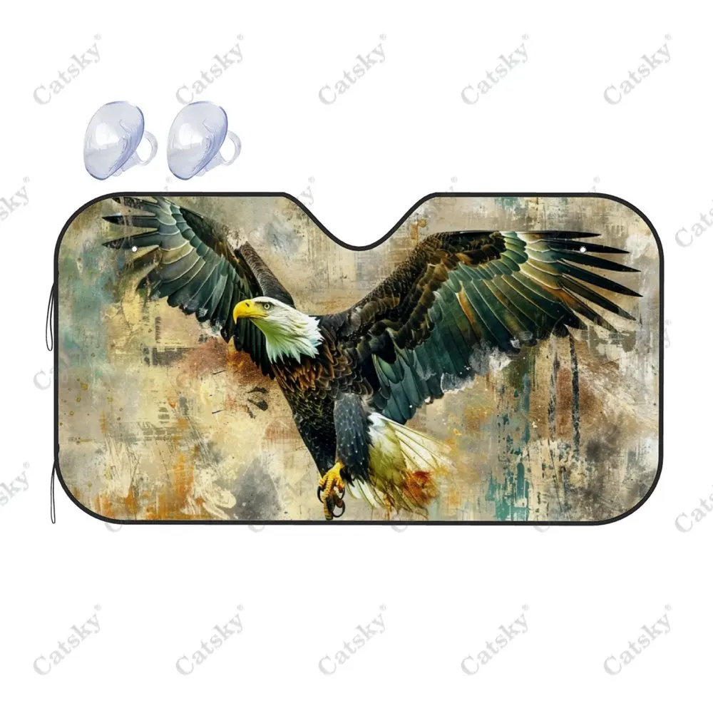 Spreading Wings American Eagle Car Windshield Sunshade, Auto Accessories Front Windshield Sun Visor Blocks Uv Rays Protect Decor