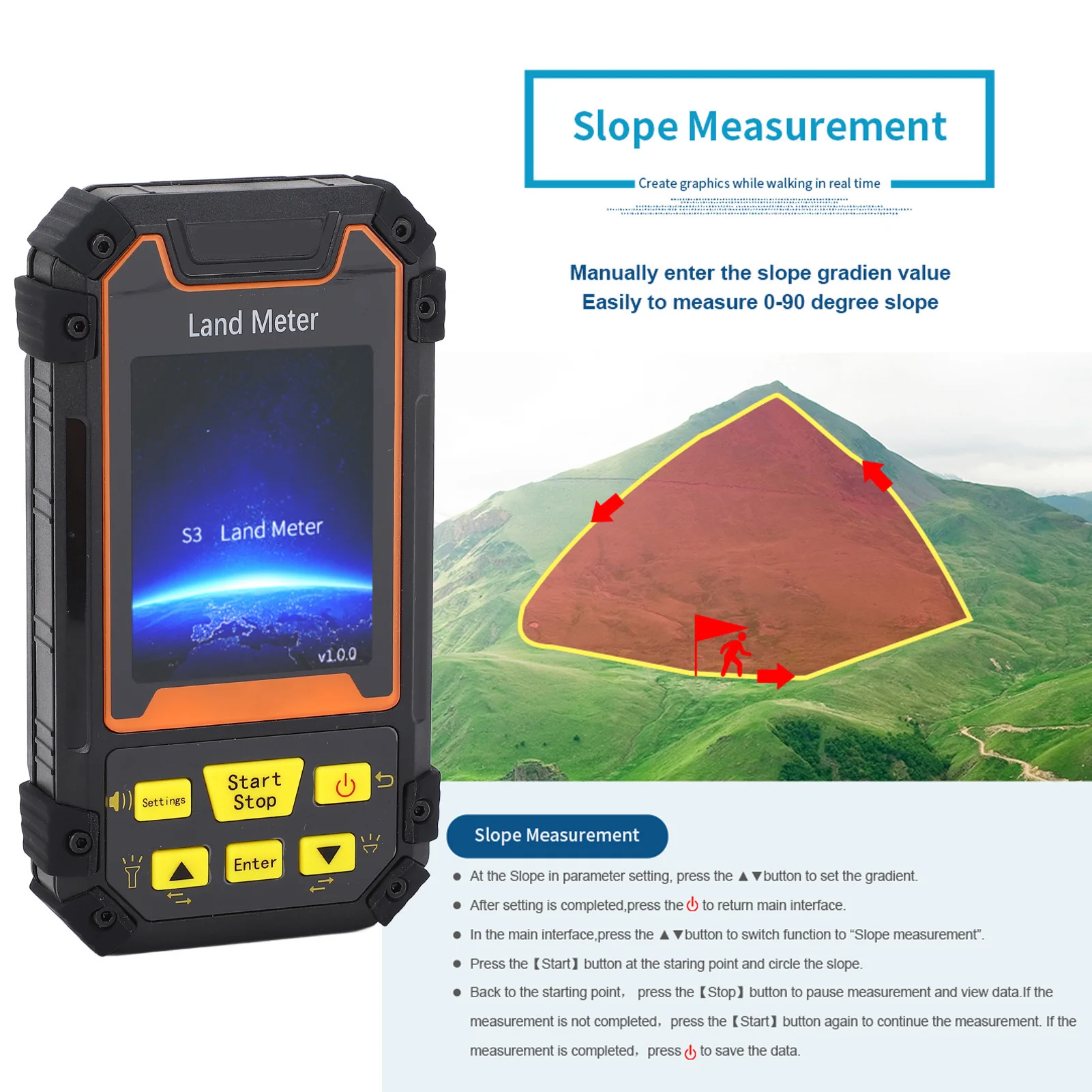 

Land Meter Land Meter Mini Portable Handheld Surveyor Area Measurement Tool GNSS 2.4in Color Screen Measuring Instrument