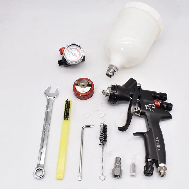 High Quality 1.3MM Nozzle Spray Gun 600CC Tank Airbrush with Pressure Gauge  Spray Gun for Car Painting