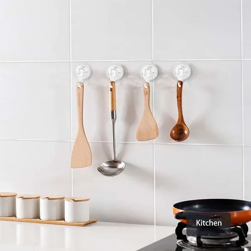 خطافات منشفة الحمام المنزلية خطاف لاصق شفاف وقابل لإعادة الاستخدام خطاف مكنسة كهربائية شديد التحمل لوازم المطبخ الزجاجية