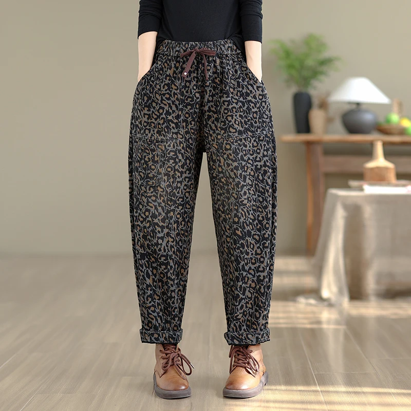 Pantaloni casual a gamba larga a vita alta Pantaloni da lavoro in cotone Vita elastica Velluto a coste Dimagrante Autunno Nuovi jeans da donna Sle