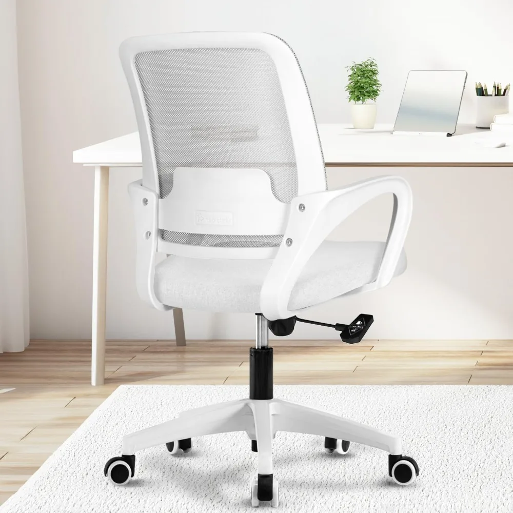 

Office Ergonomic Executive Computer Desk Chair, Mesh Lumbar Support Adjustable Height Rolling Wheels (Ivory) Office Chairs