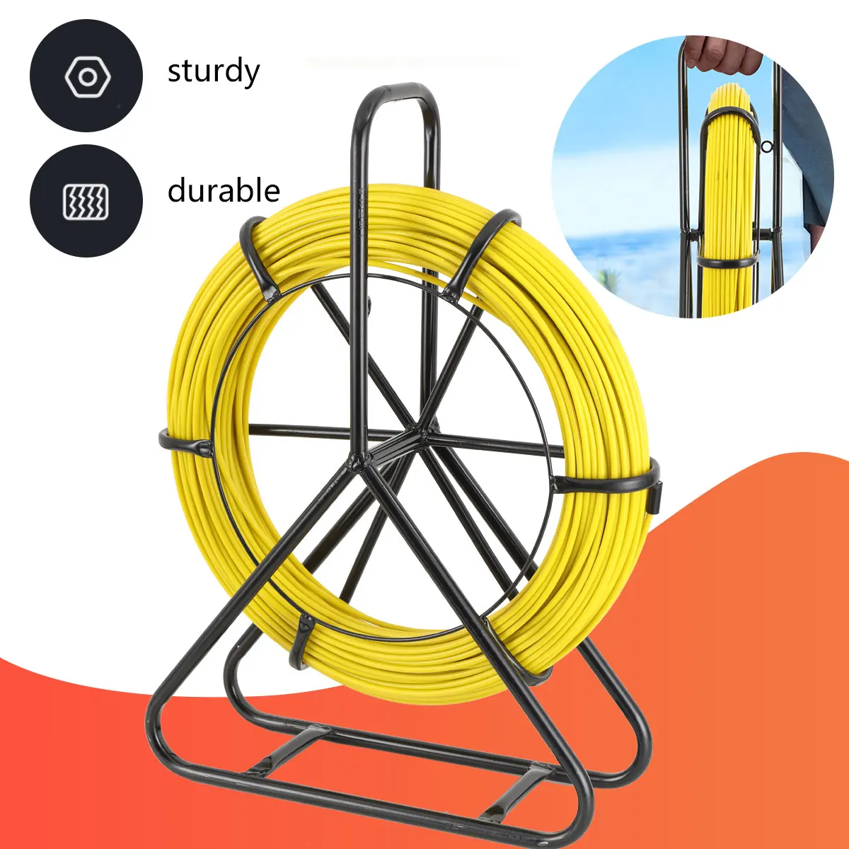 عراف FRP ثقب الأنابيب Unclogger كابل الألياف البصرية الأنابيب عراف 1/4 "(6 مللي متر) سلك كهربائي كابل تشغيل مجتذب قضيب #3