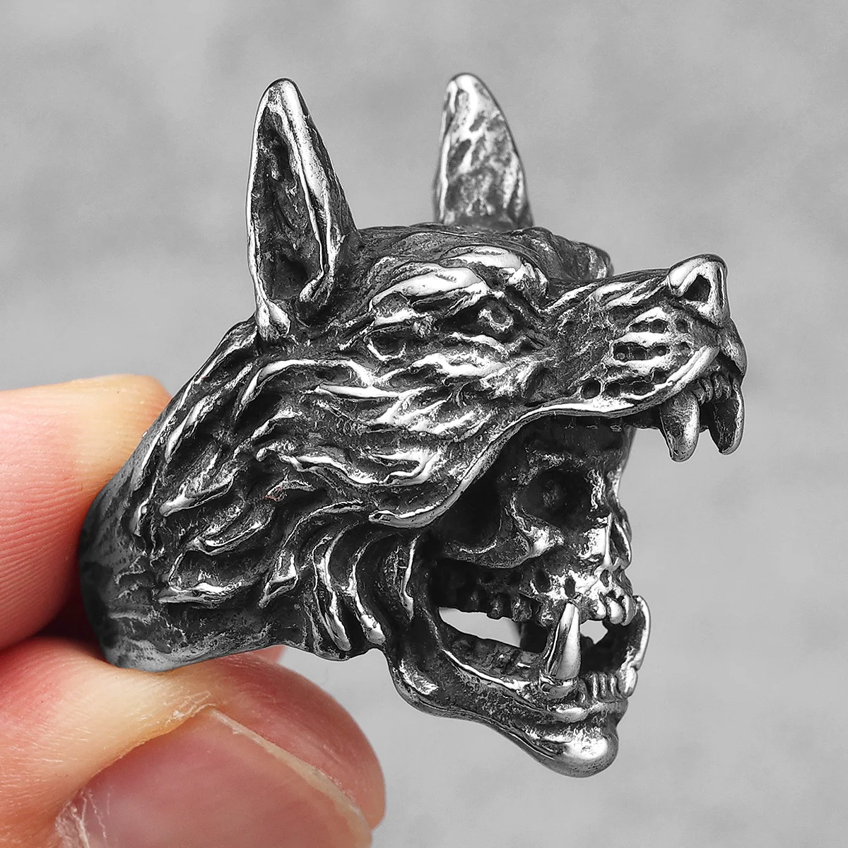 Stainless Steel Men Rings Viking Wolf Animal Skull Punk For Women Biker Fashion Jewelry Halloween Creativity Gift Wholesale