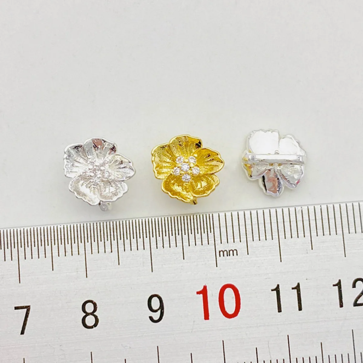 18K Gold Plated Inlaid Zircon Cherry Blossom Buckle Hook Press Buckle DIY Findings for Bracelet Necklace Jewelry Making