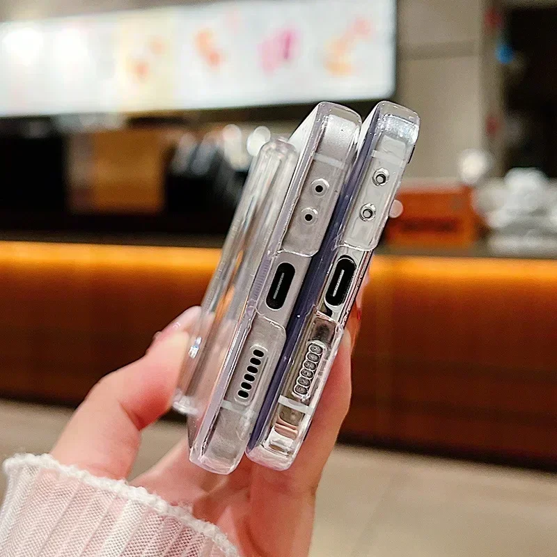 เคสโทรศัพท์ลายดอกไม้ใสสำหรับ Samsung Galaxy Z Flip 6 5 4 3 Flip 5 Flip 6กันกระแทกแบบบางฝาครอบหลังแข็ง