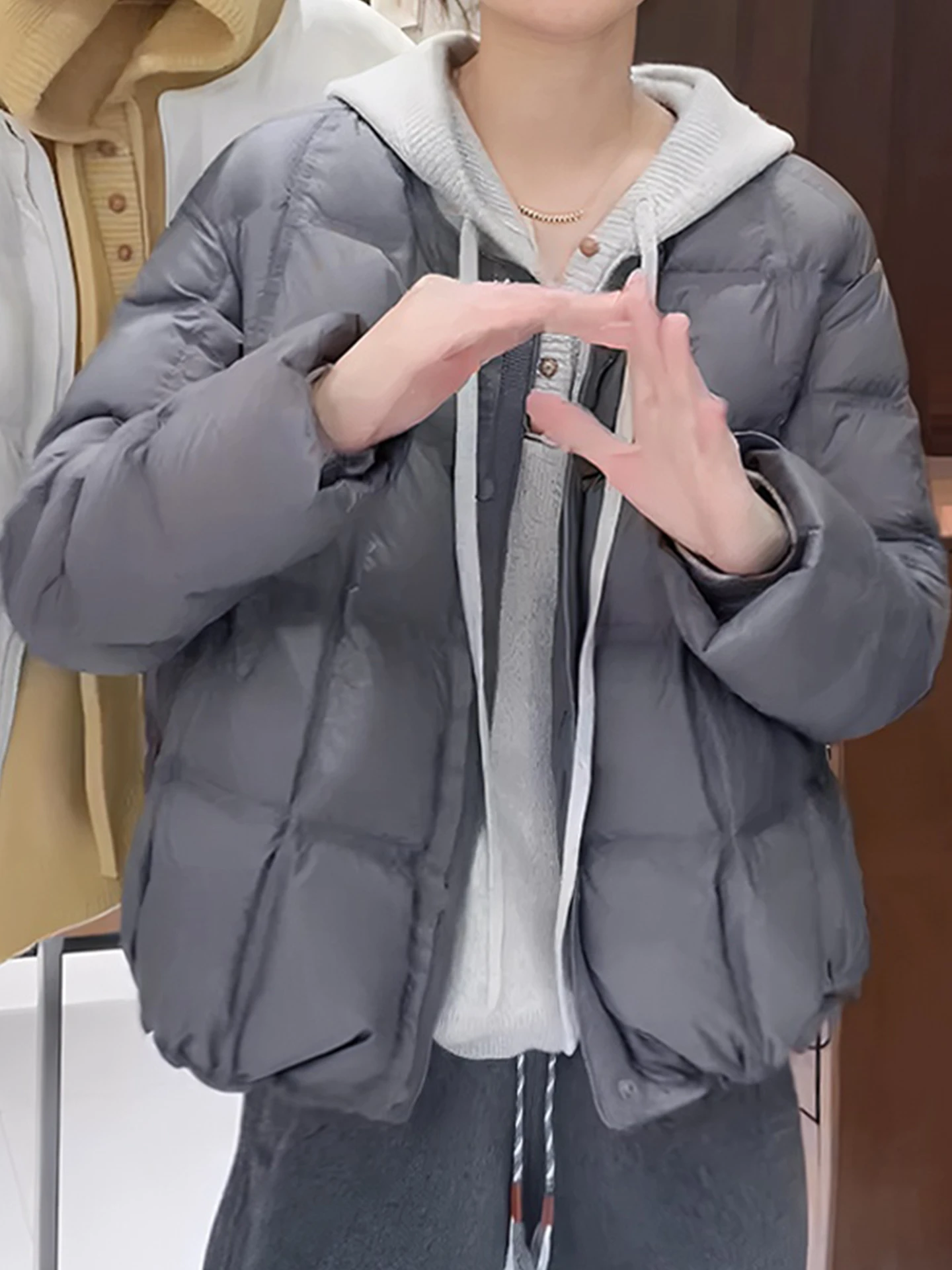 

Winter Thiened Long Sve Coat Pure Color Commute Sle Single Button Design Loose Fit Outerwear Ele Ladies Top