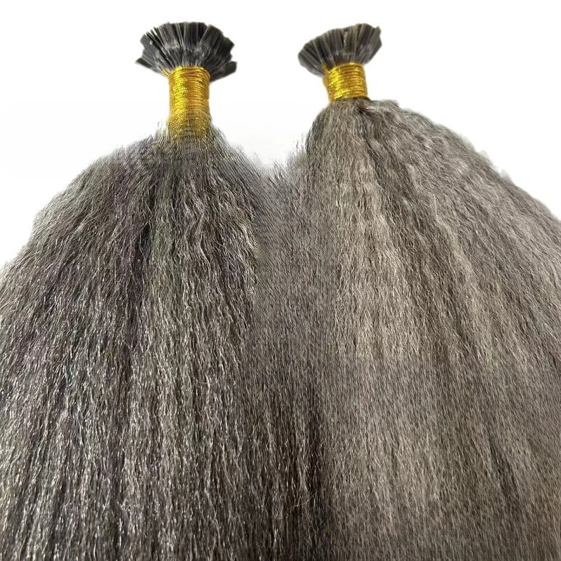 

High-amplitude hair extensions, flat hair bundles, grandma gray.