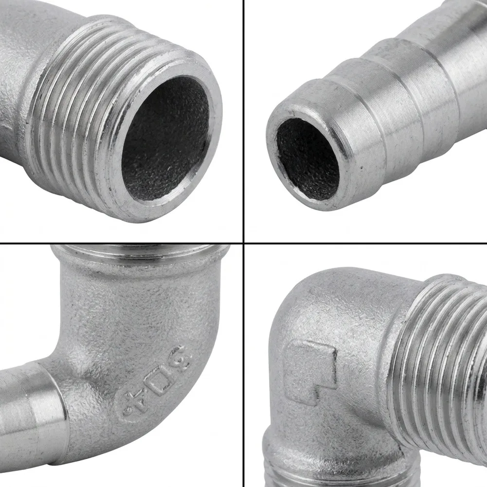 90 Deg Stainless Steel Elbow Hose Connector for Etch Resistance High Temp Use 40 160 F Low Magnetic Permeability