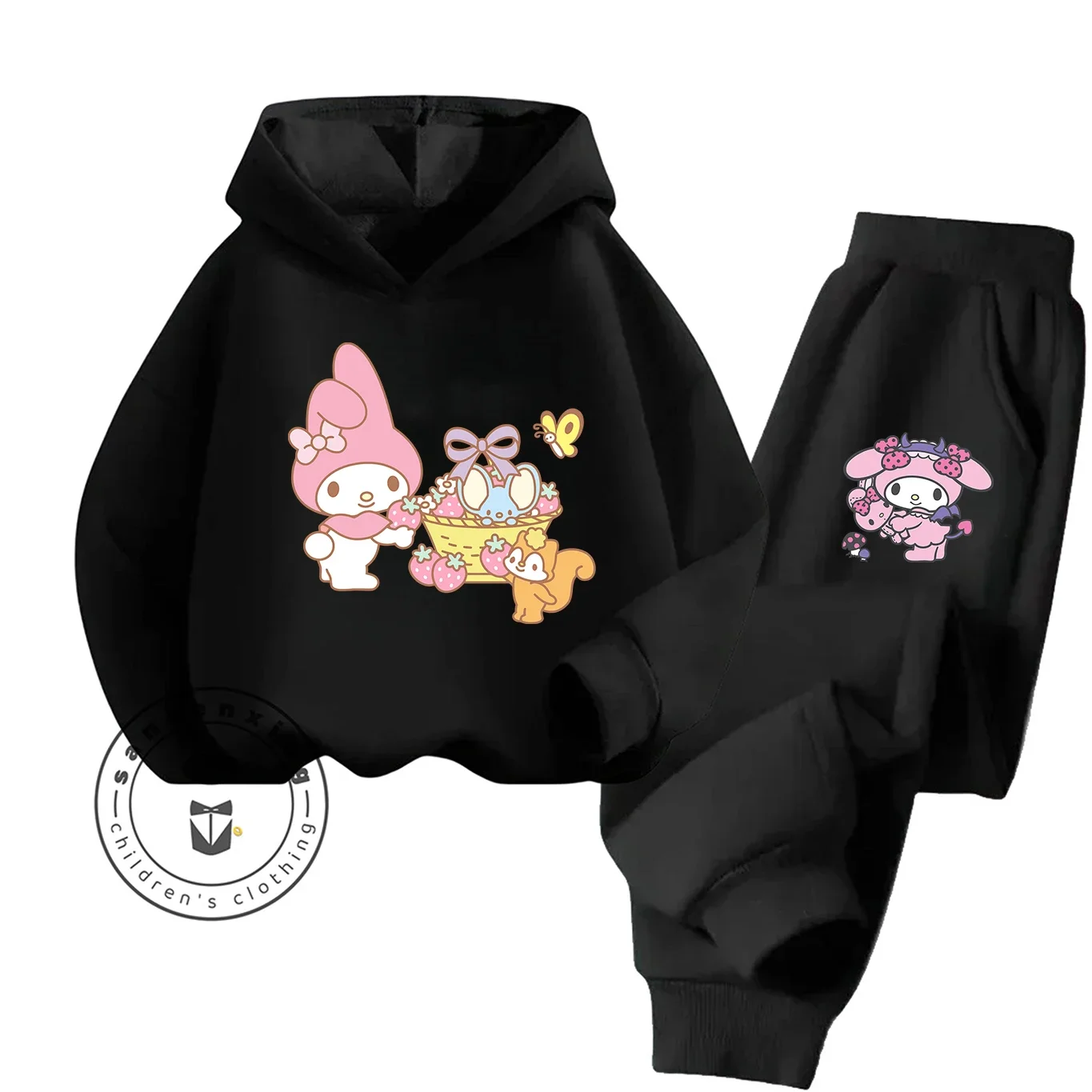 2D موضة بلدي ميلودي الكرتون مطبوعة هوديي مجموعة 2025 جديد للأطفال المراهقين بنين بنات عادية رائجة البيع مع فستان الخريف