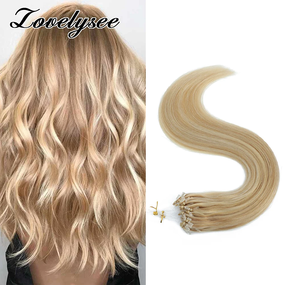 

Micro Loop Human Hair Extensions 50Strands/Pack Brazilian Straight Keratin Remy Hair Natural Fusion Hair Extensions For Women