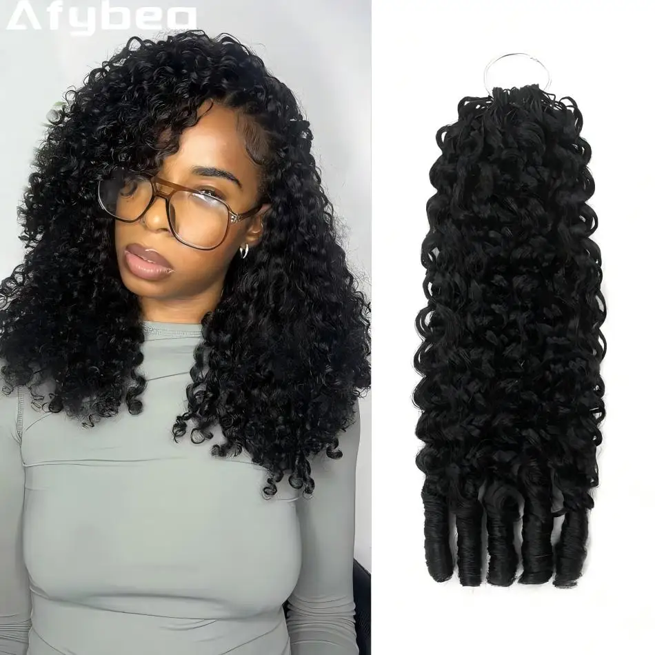 

Burmeses Curly Human Hair Crochet Bundles Lightweight Preseparated Feather Hair Extensions Wet And Wavy Invisible For Women 20In