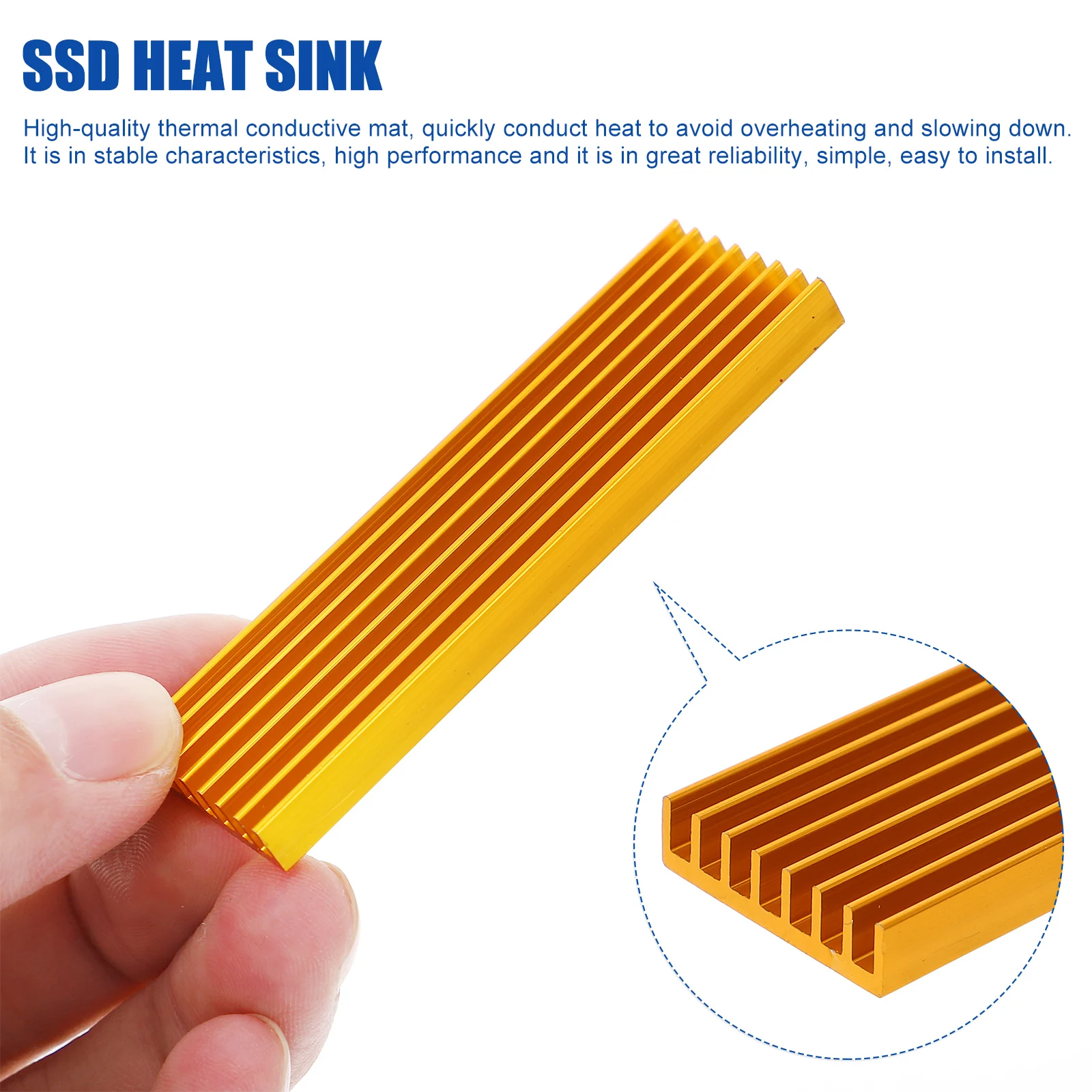 

2 Sets SSD Heat Sink Aluminum Cooler Fin High Speed Thermal Metal Computer Accessory Solid State Drive Cooling Solution